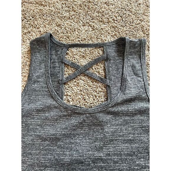 Marika Women's Criss Cross Back Tank Top Gray Size S Casual Summer - Picture 4 of 7